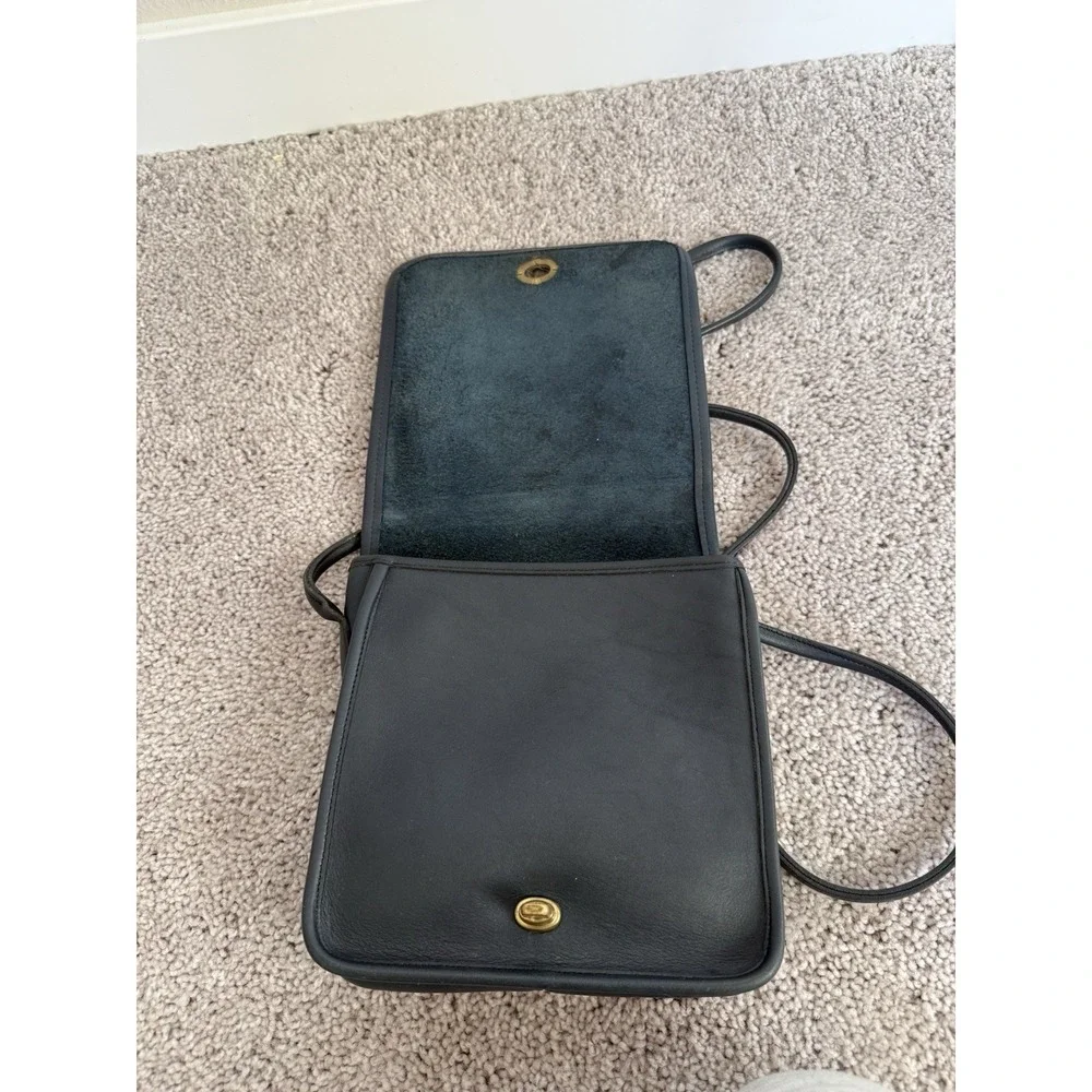 COACH Vintage Bonnie Cashin USA Compact Pouch Crossbody Bag Black Leather Square